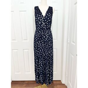 Kate Spade New York Scatter Dot Velvet Jumpsuit 4 Navy Blue Silver